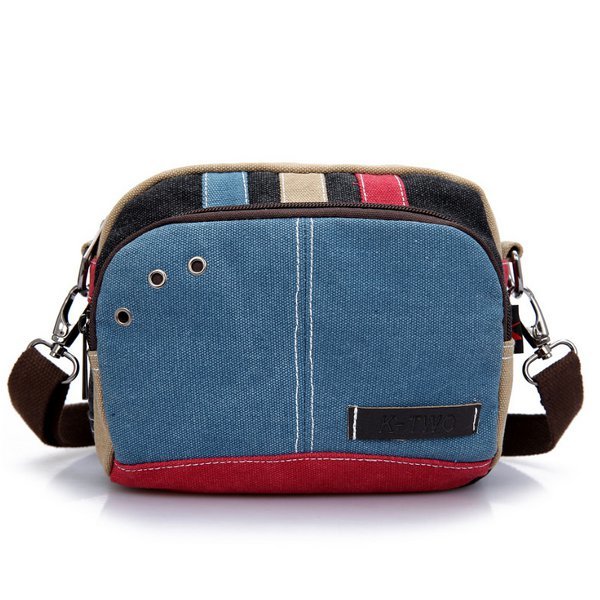 Women Canvas Crossbody Bags Contrast Color Casual Small Shoulder Bags Messenger Bags