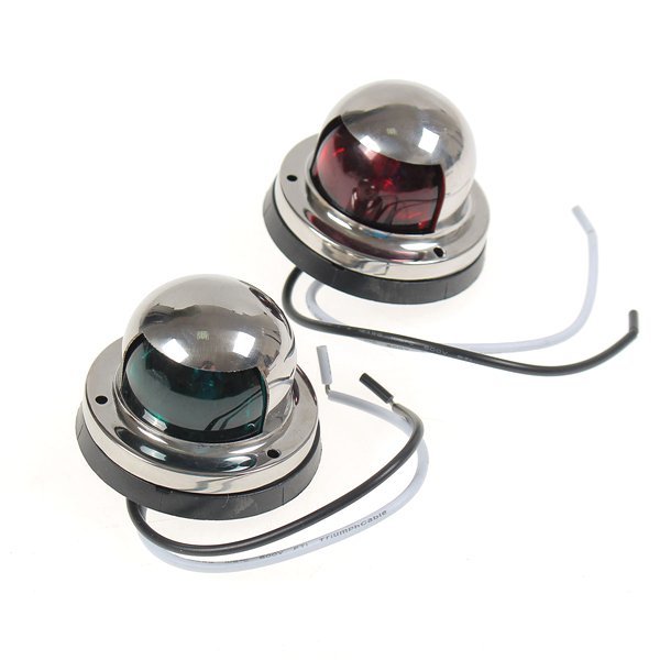 Pair 12V Red & Green Stainless Steel Navigation Light For Marine Boat Yacht