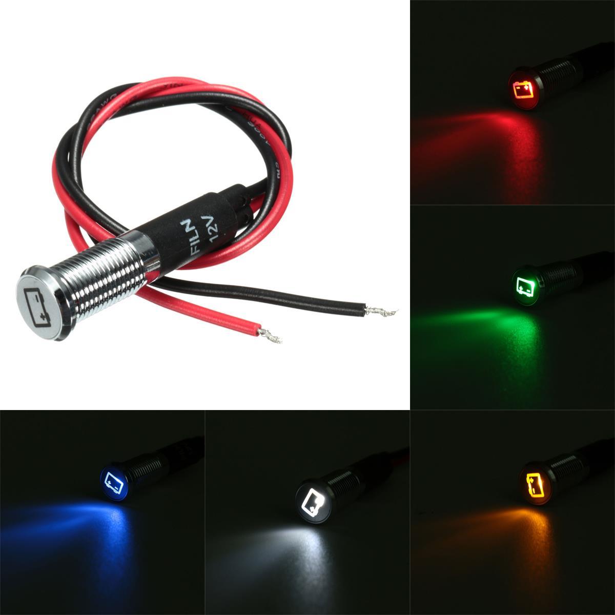 8mm 12V LED Dash Panel Indicator Light Car Van Boat Battery Pattern