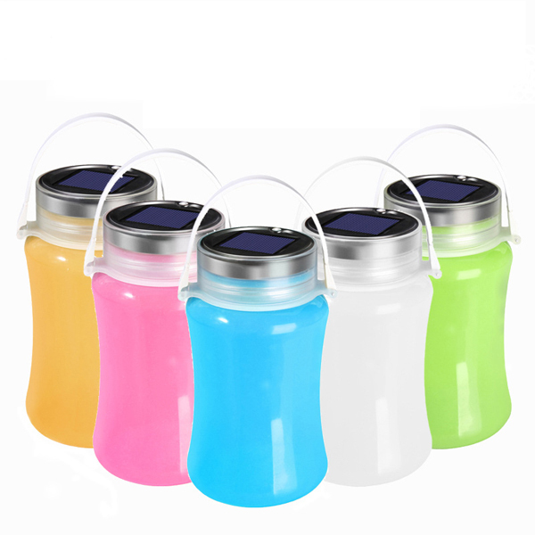 Outdoor Fishing Folding Solar Light IPX7 Waterproof Powered LED Lantern Silicone Bottle