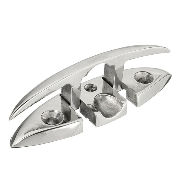 6 Inch Folding Boat Cleat Marine Stainless Steel Stud Mount Flip Up Base Hardware