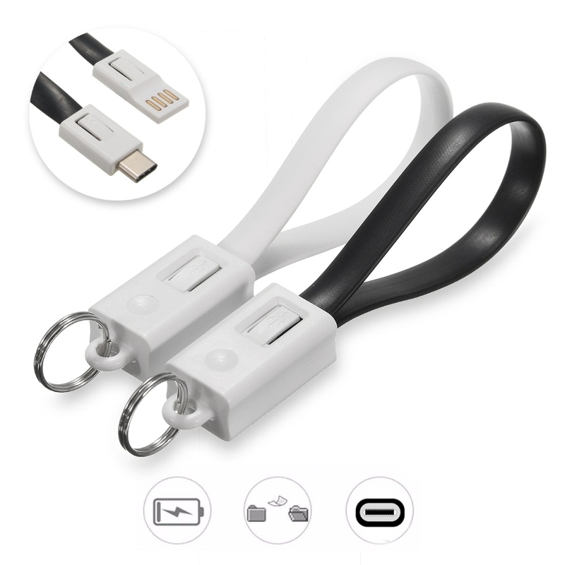 Type C to USB 2.0 Fast Charging 0.2m/0.66ft Sync Data Cable Keychain Key Ring