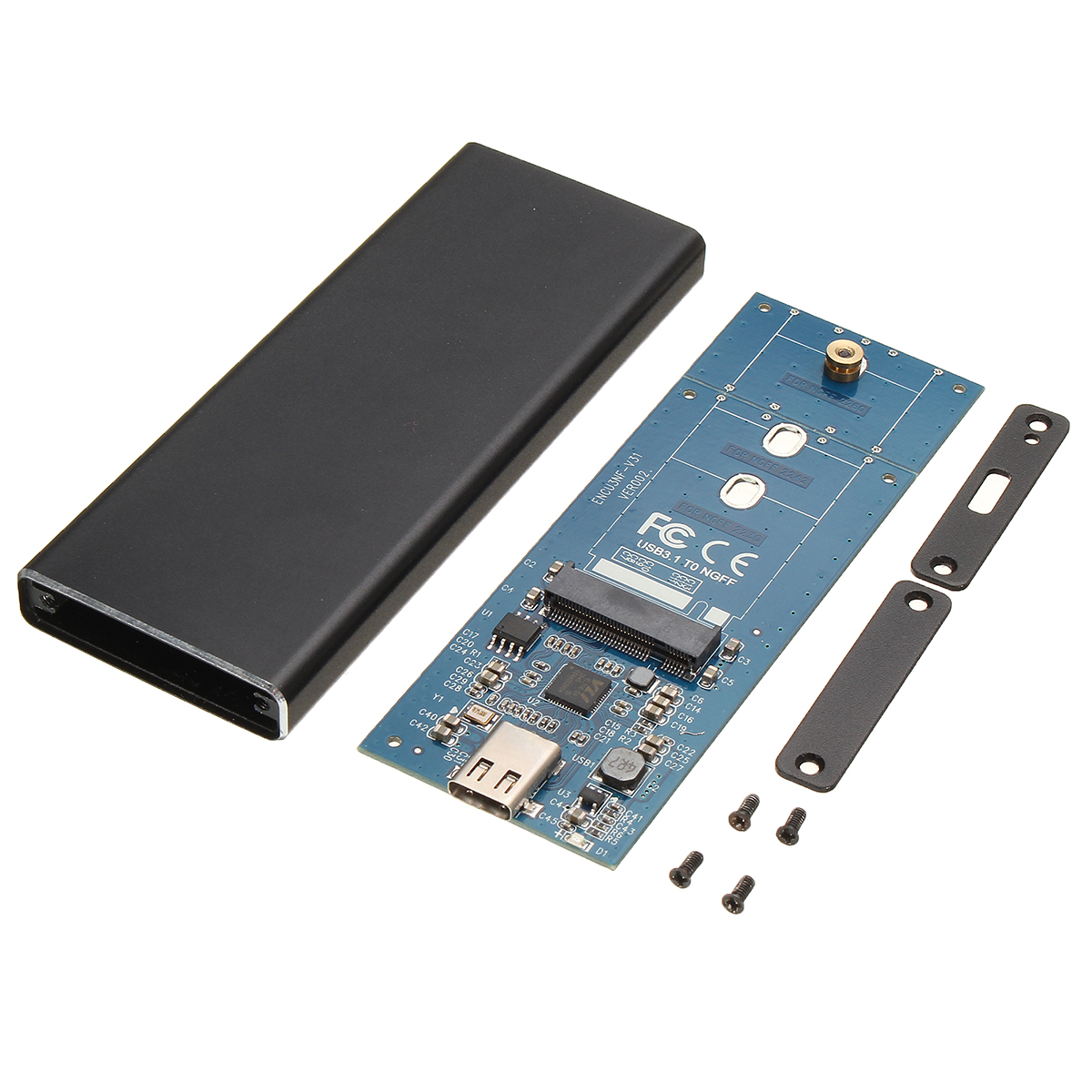 USB 3.1 Type-C to M.2 NGFF B Key PCI-E 2260 2280 SSD Enclosure