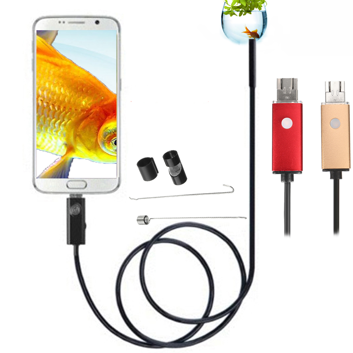 5.5mm 6 LED HD 2m Camera OTG USB 2m Industrial Endoscope for Samsung S6/S7 Edge Android PC