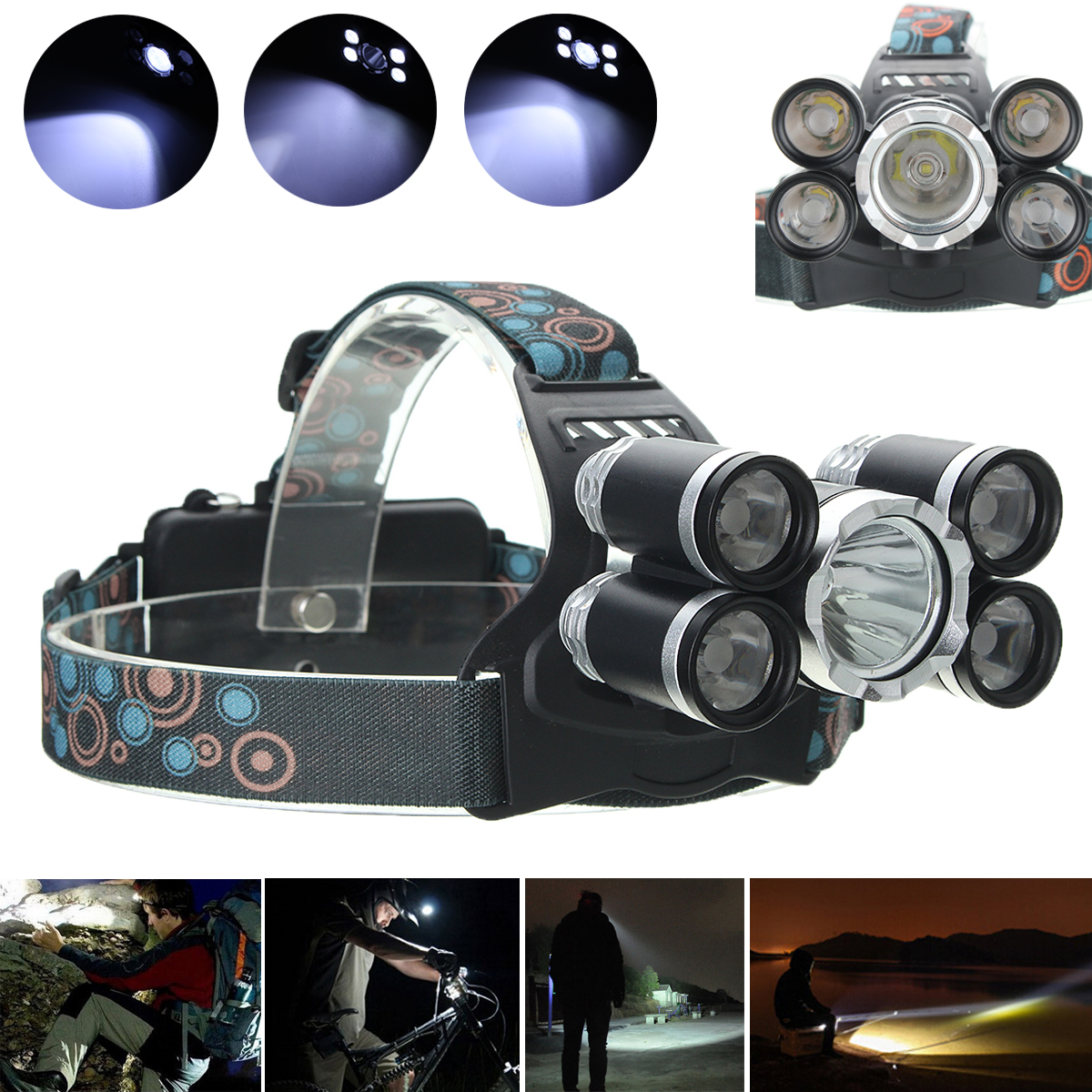 XANES 7310-A 2500 Lumens Bicycle Headlight 4 Switch Modes Rotate Zoom Adjustable HeadLamp