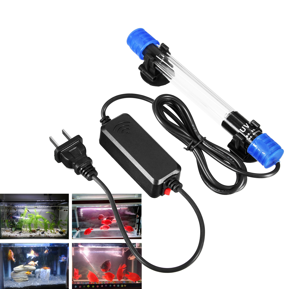 7W 220~240V UV Sterilizer Aquarium Fish Tank Light Submersible Germicidal Water Clean Lamp