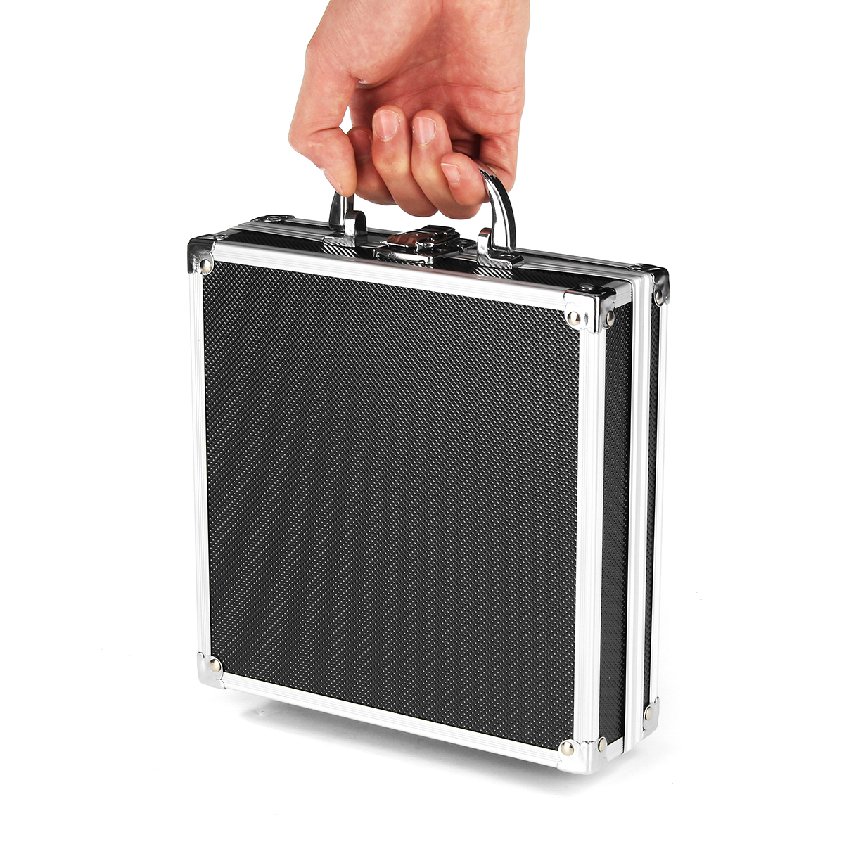 205x205x65mm/8.1″x8.1″x2.5″ Aluminum Alloy Handheld Tool Box Portable Small Storage Case