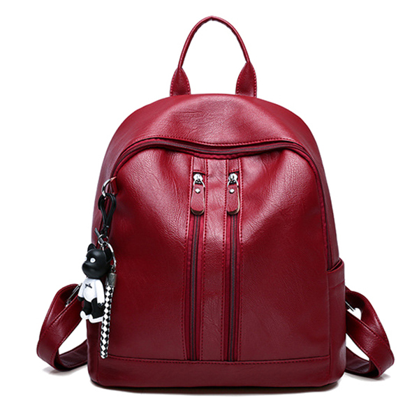 Double Shoulder Bag Wild PU Pendant Backpack For Women