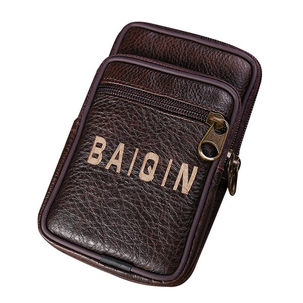 Men Vintage Genuine Leather Outdoor 5.5 Inche Phone Bag