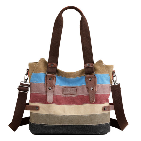 KVKY Women Canvas Stripe Handbags