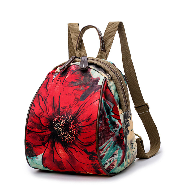 Women Nylon Flower Pattern National Style Handbag