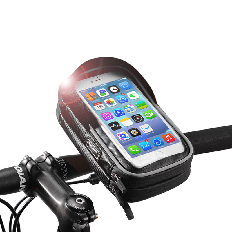 ROCKBROS B31-BK 6.0 Inch Rainproof TPU Touch Screen Bicycle Phone Bag Handlebar Bag MTB Frame Pouch Case