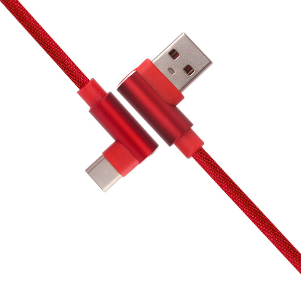 APPACS 2.4A 90 Degree Angle Type C Braided Fast Charging Data Cable 1M For Oneplus 5t Xiaomi 6 Mi A1 S9