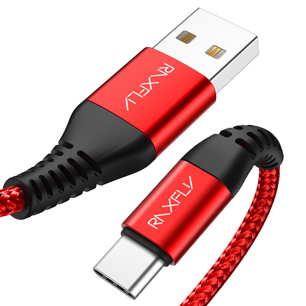 RAXFLY Hi-Tensile 2.1A Braided Type C Fast Charging Data Cable 1M For Oneplus 5t 6 Xiaomi 6 Mi A1