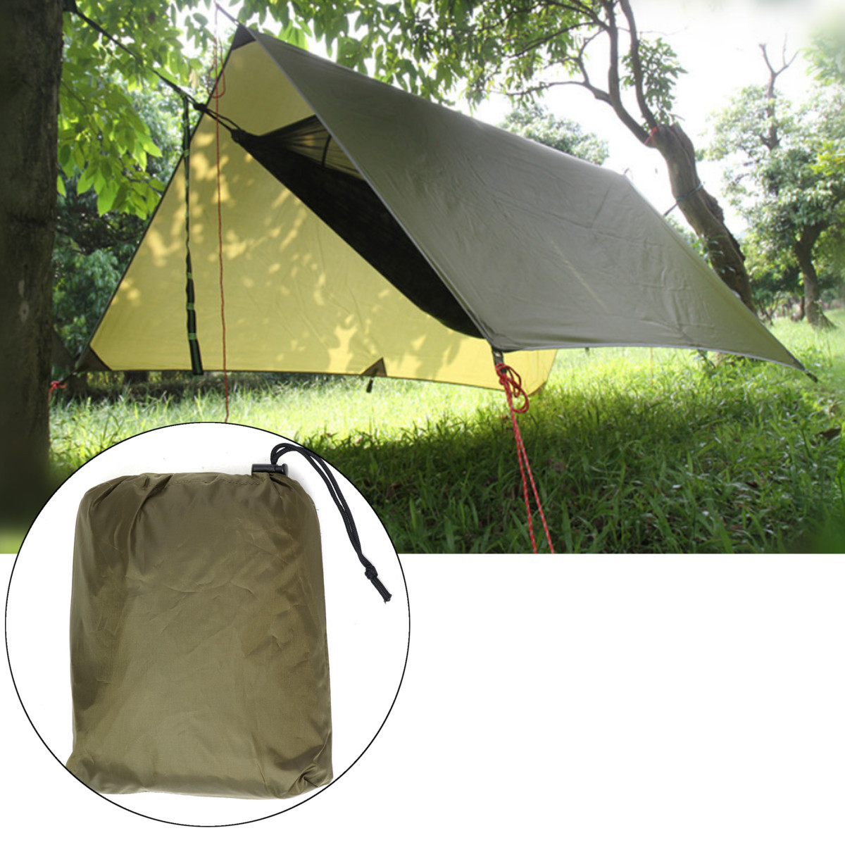 Outdoor Camping Tent Sunshade Canopy Waterproof Anti-UV Beach Hammock Awning Shelter Tarp