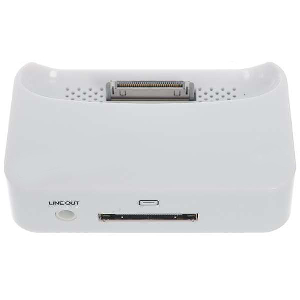 White Data Charging Dock for iPhone with Audio Line Out