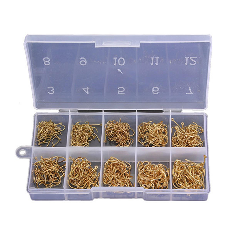 ZANLURE 500pcs 10 Sizes Freshwater Sea Fly Fishing Tackle Hooks With Box