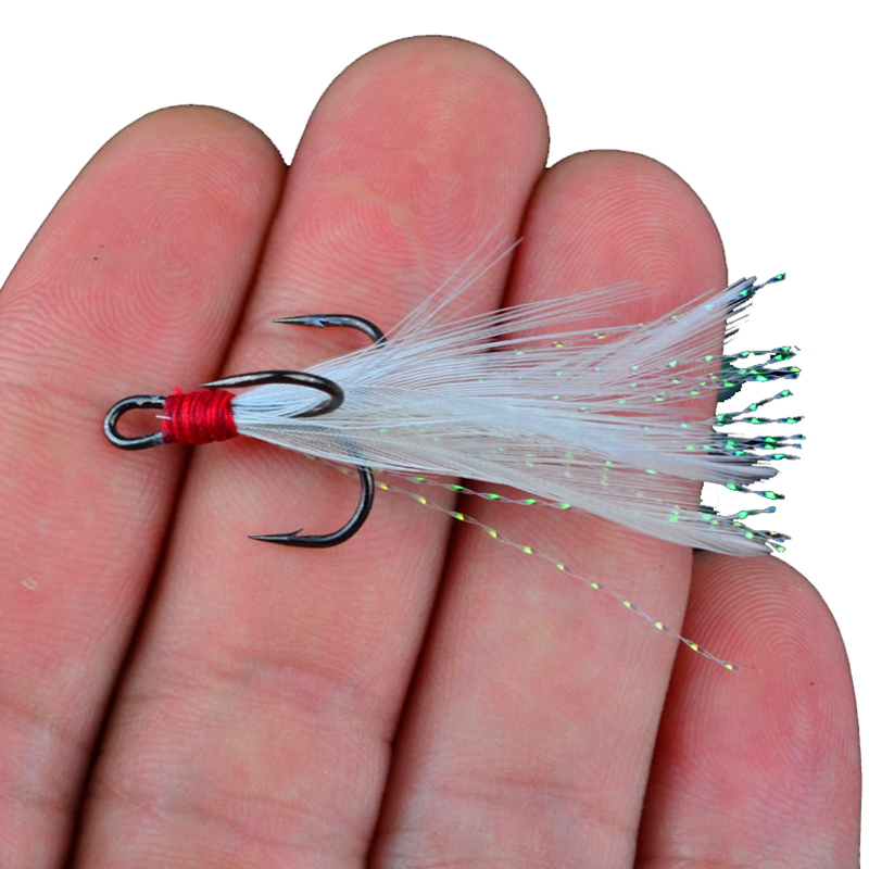 Fishing Treble hooks with Feather Bass hooks #4