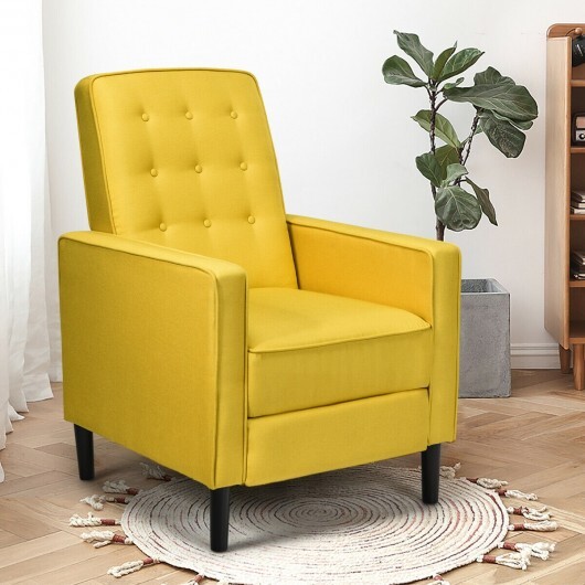 shop Mid-Century Push Back Recliner Chair -Yellow - Color Yellow