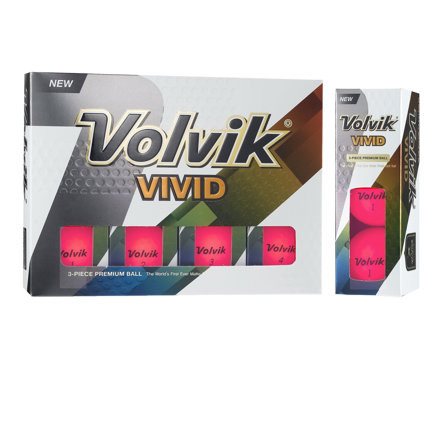 Volvik Vivid 3 Pc Golf Balls – Matte Pink