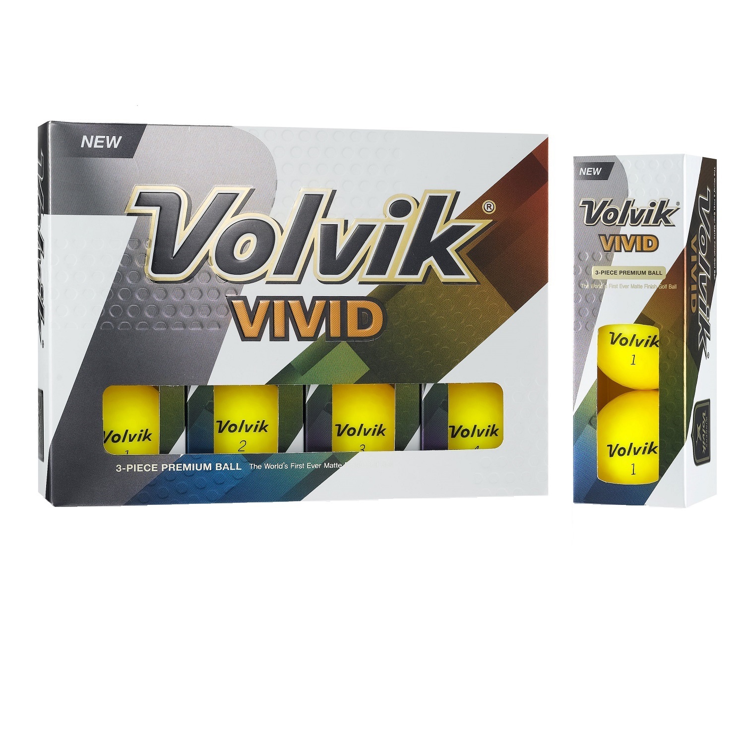 Volvik Vivid 3 Pc Golf Balls – Matte Yellow