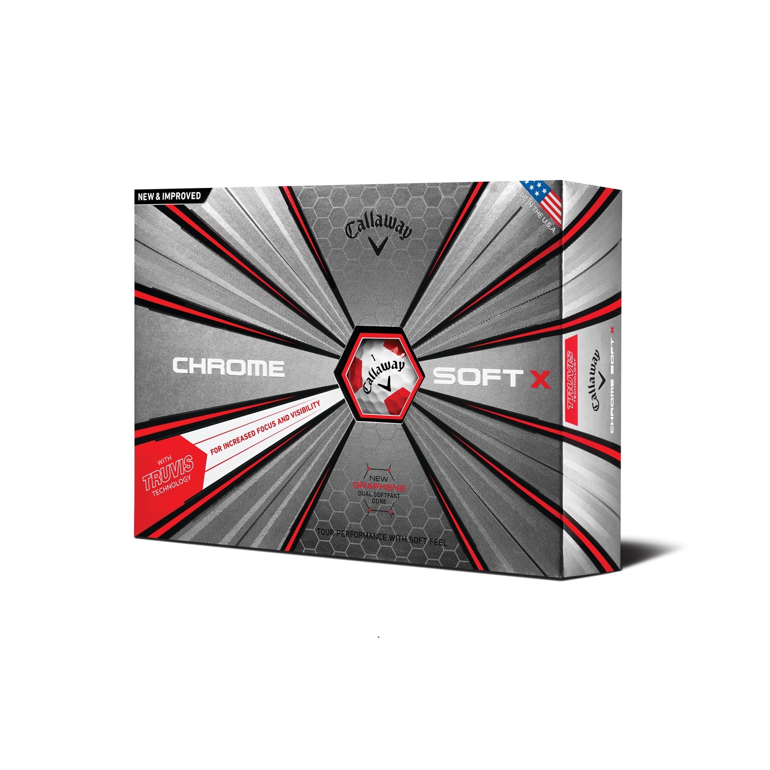 Callaway Chrome Soft X Truvis Golf Ball 12-Pack Red/White