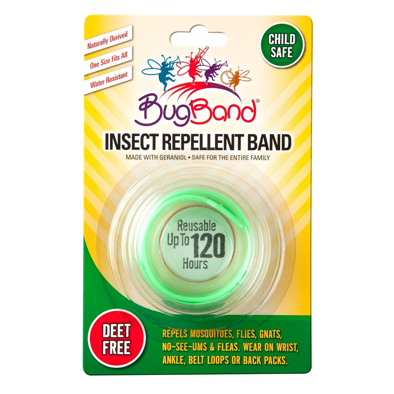 BugBand Insect Repellent Wristband Green (Case of 12)