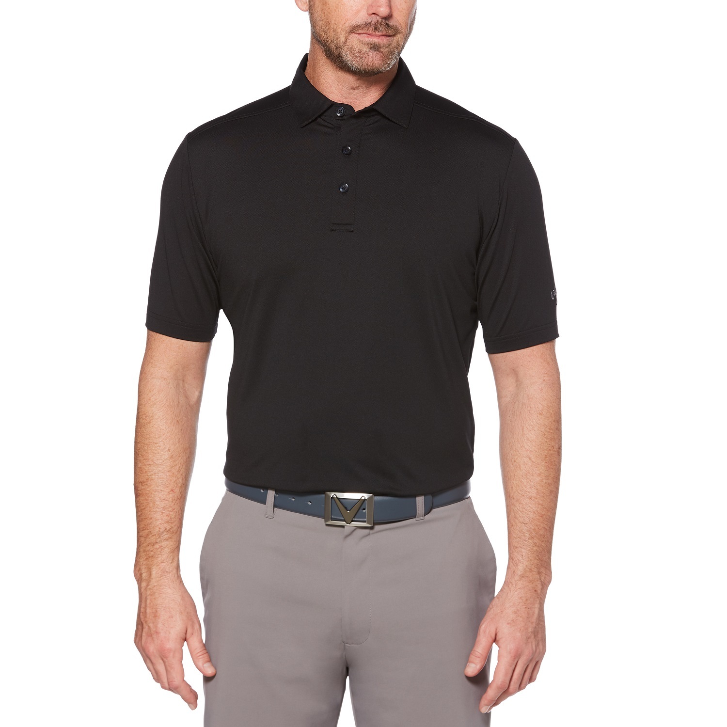 Callaway Opti-Dri Micro-Hex Solid Polo Caviar / Gray Logo M