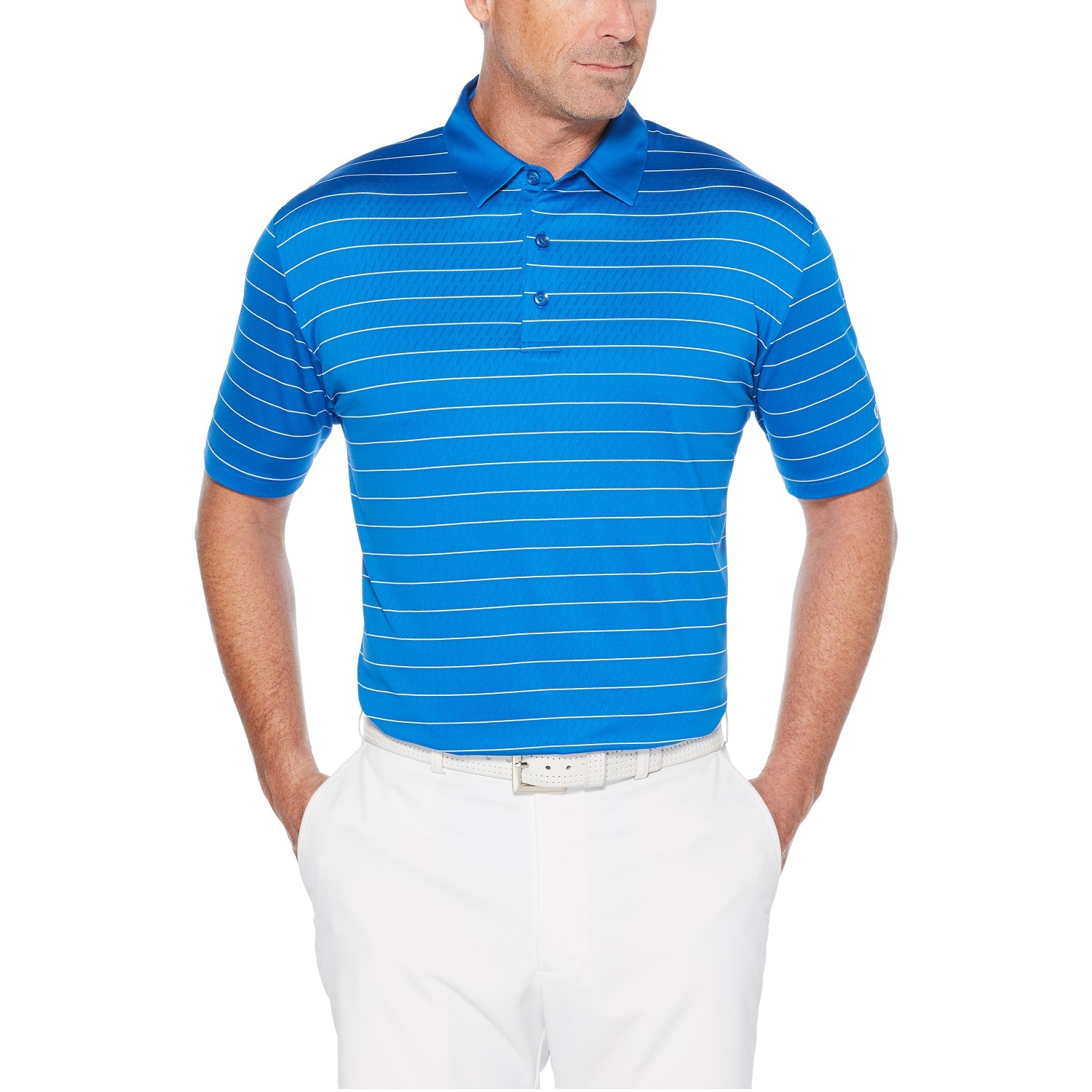 Callaway Ventilated Striped Polo Magnet Blue/White Logo M