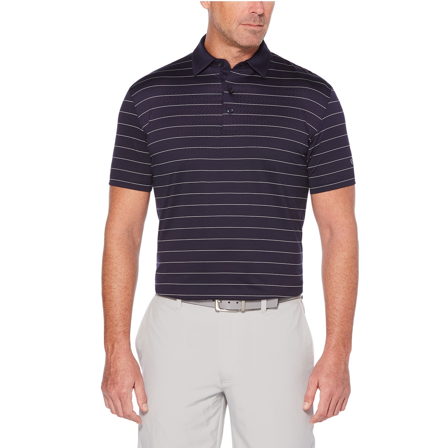 Callaway Ventilated Striped Polo Peacoat/Grey Logo M