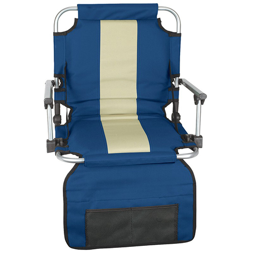 Stansport Stadium Seat With Arms – Blue/ Tan Stripe