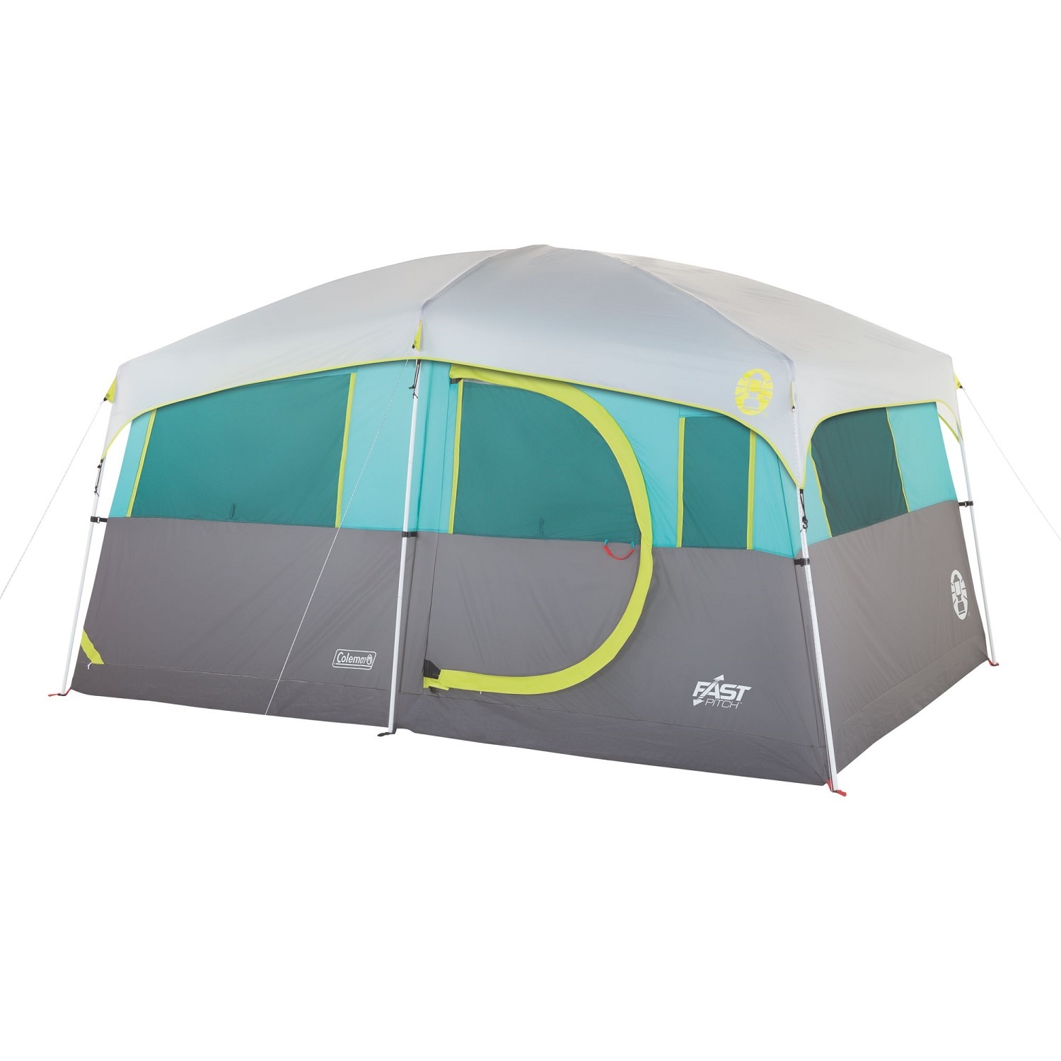 Coleman Tenaya Lake Lighted 8 Person Cabin Tent – Teal/Gray