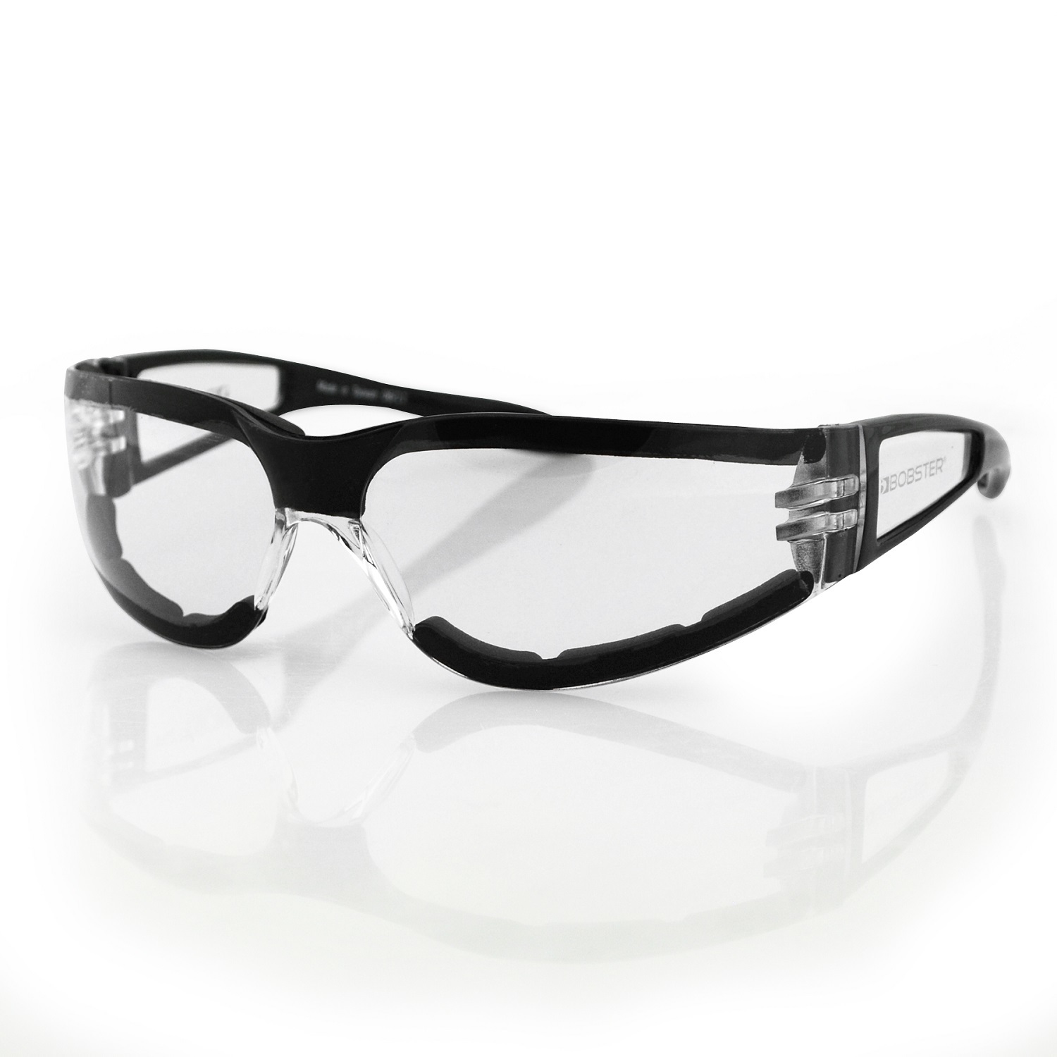 Bobster Shield II Sunglass, Black Frame, Clear Lens