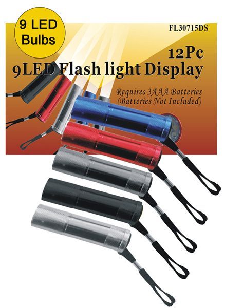 Metal 9 Bulb Led Flashlight Display FL30715DS