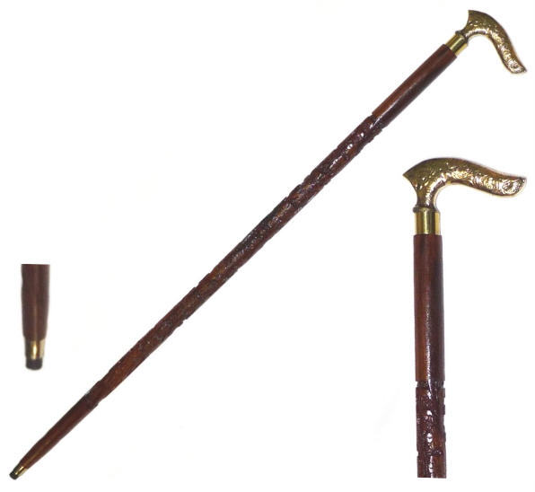 37 in Hand Carved Fancy Hardwood Walking Cane IN10103